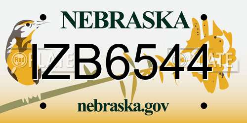 IZB6544 Nebraska License Plate