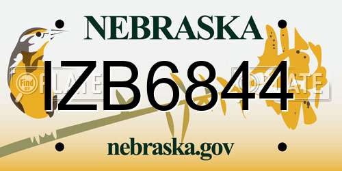 IZB6844 Nebraska License Plate
