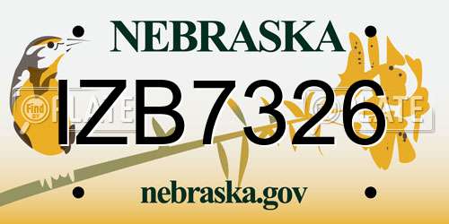 IZB7326 Nebraska License Plate