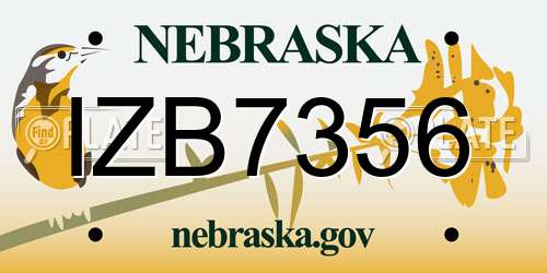 IZB7356 Nebraska License Plate