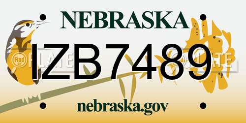 IZB7489 Nebraska License Plate