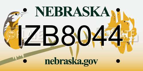 IZB8044 Nebraska License Plate