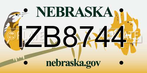 IZB8744 Nebraska License Plate