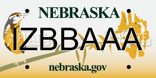 IZBBAAA Nebraska License Plate