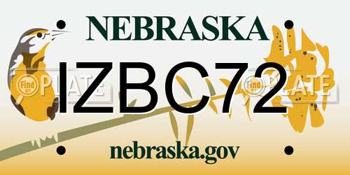 IZBC72 Nebraska License Plate
