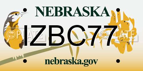 IZBC77 Nebraska License Plate