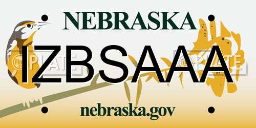 IZBSAAA Nebraska License Plate