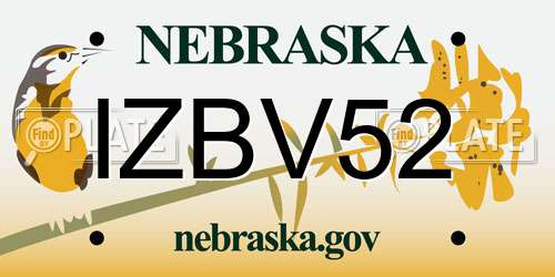 IZBV52 Nebraska License Plate