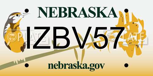 IZBV57 Nebraska License Plate