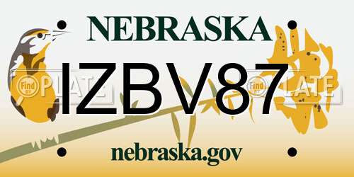 IZBV87 Nebraska License Plate