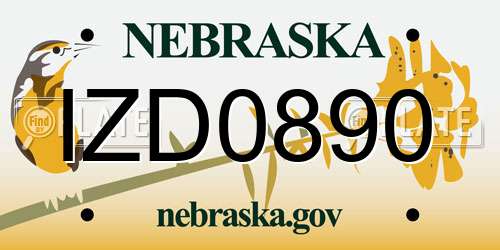 IZD0890 Nebraska License Plate