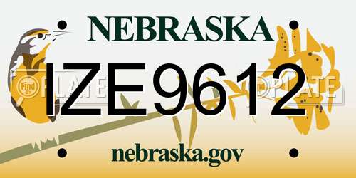 IZE9612 Nebraska License Plate