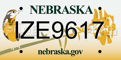 IZE9617 Nebraska License Plate