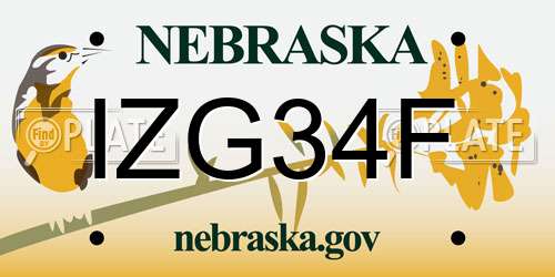 IZG34F Nebraska License Plate