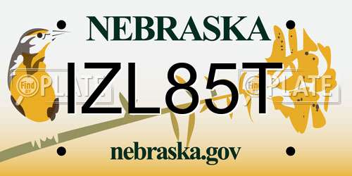 IZL85T Nebraska License Plate