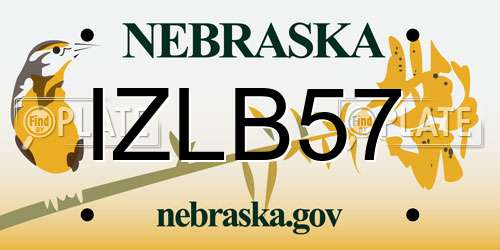 IZLB57 Nebraska License Plate