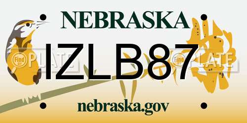IZLB87 Nebraska License Plate