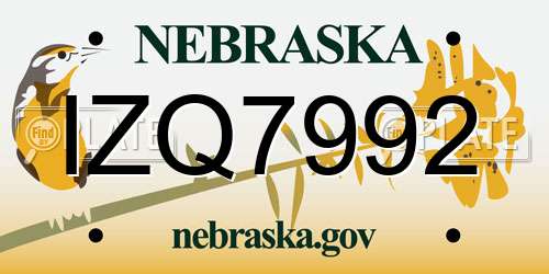 IZQ7992 Nebraska License Plate