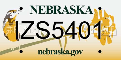 IZS5401 Nebraska License Plate