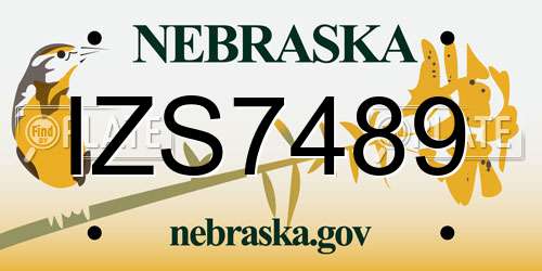 IZS7489 Nebraska License Plate