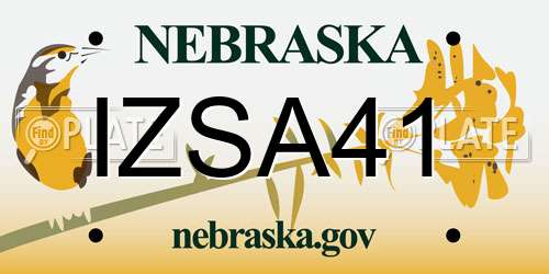 IZSA41 Nebraska License Plate