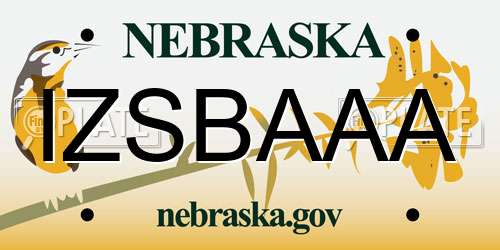 IZSBAAA Nebraska License Plate