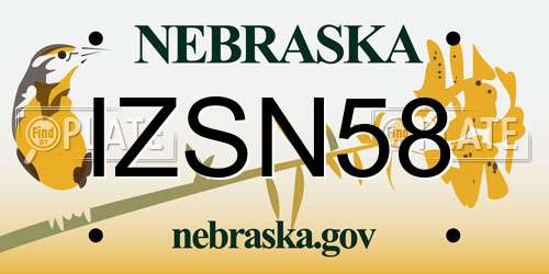 IZSN58 Nebraska License Plate