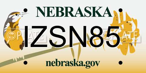 IZSN85 Nebraska License Plate