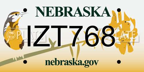 IZT768 Nebraska License Plate