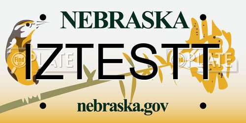 IZTESTT Nebraska License Plate