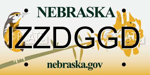 IZZDGGD Nebraska License Plate