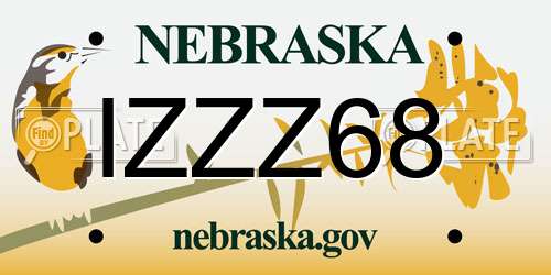 IZZZ68 Nebraska License Plate
