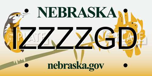 IZZZZGD Nebraska License Plate