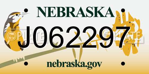 J062297 Nebraska License Plate
