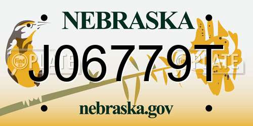 J06779T Nebraska License Plate
