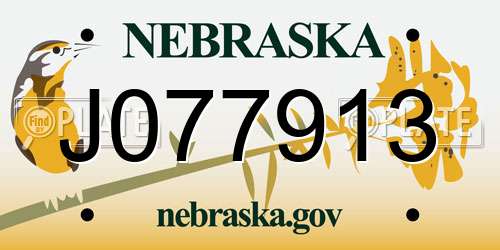 J077913 Nebraska License Plate