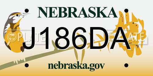 J186DA Nebraska License Plate