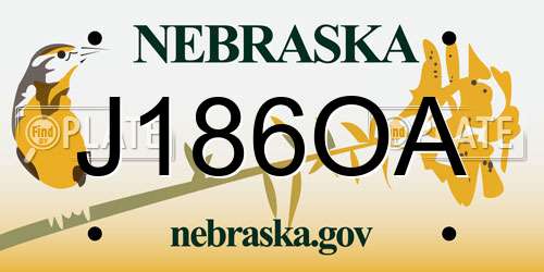 J186OA Nebraska License Plate