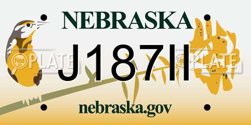 J187II Nebraska License Plate