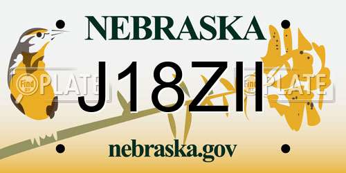 J18ZII Nebraska License Plate