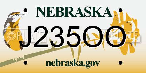 J235OO Nebraska License Plate
