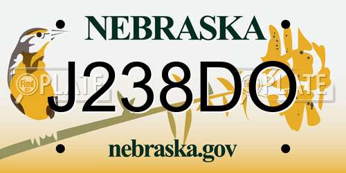 J238DO Nebraska License Plate