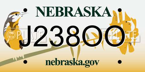 J238OO Nebraska License Plate