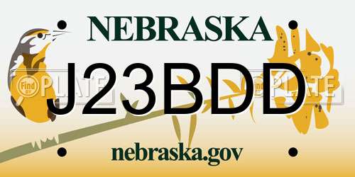 J23BDD Nebraska License Plate