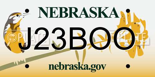 J23BOO Nebraska License Plate