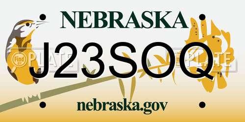 J23SOQ Nebraska License Plate
