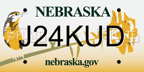 J24KUD Nebraska License Plate