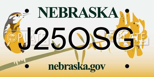 J25OSG Nebraska License Plate