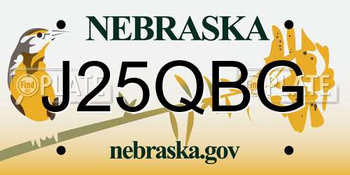 J25QBG Nebraska License Plate