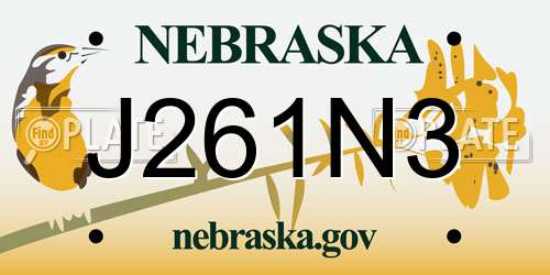 J261N3 Nebraska License Plate